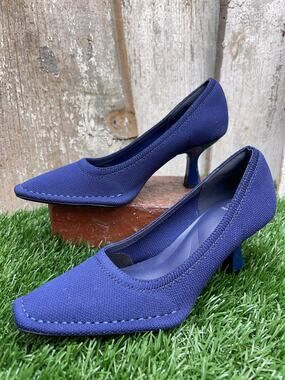 Cosy Island RefinEdge Blue Square Toe Heeled Pumps Women's Size 5